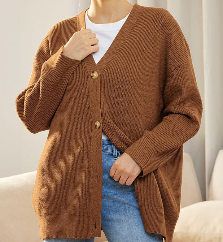 Johanna | Damen Oversized Strickjacke mit Knöpfen