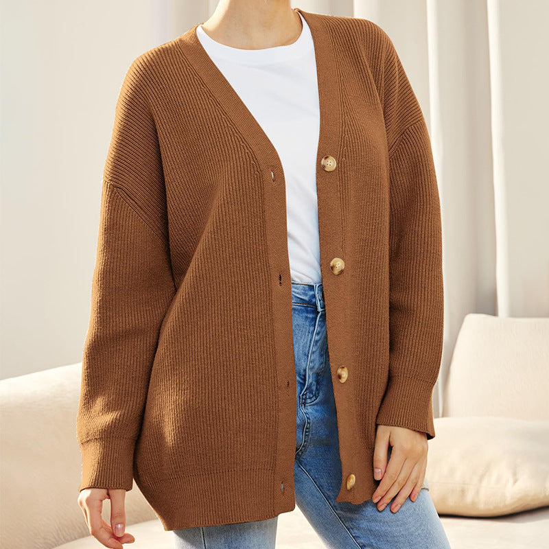 Johanna | Damen Oversized Strickjacke mit Knöpfen