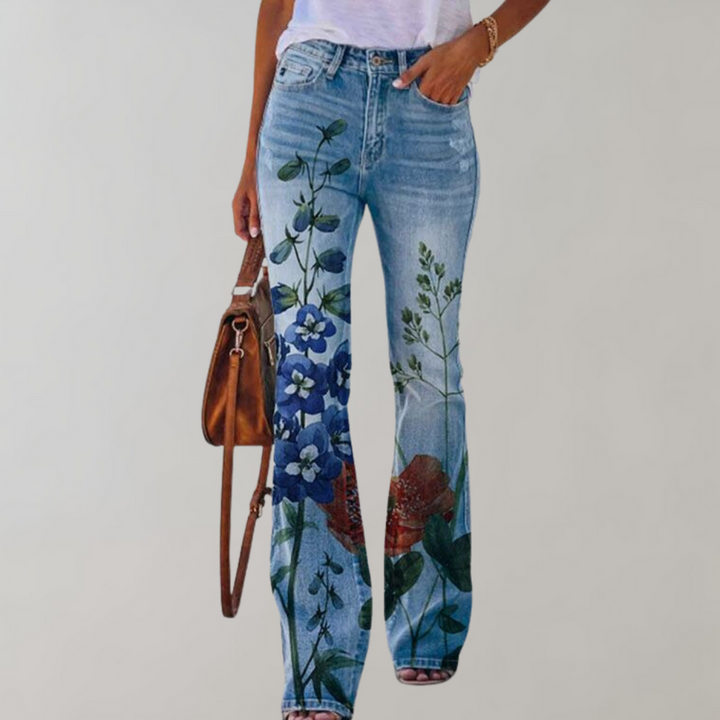 Signe | Jeans med Vide Ben og Blomstermønster