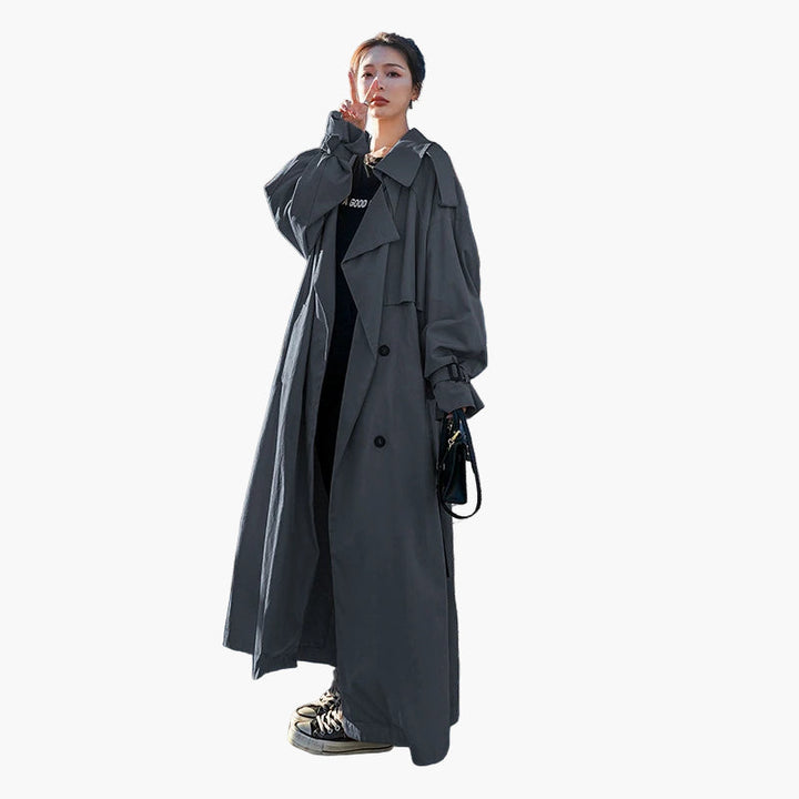 Carolin | Damen Chic Urban Langer Reversmantel