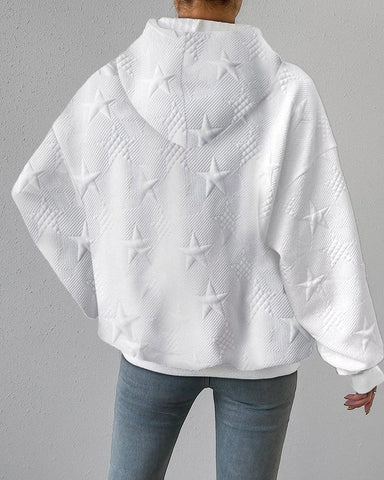 Frieda | Damen Langarm-Kapuzenpullover mit Sternstruktur