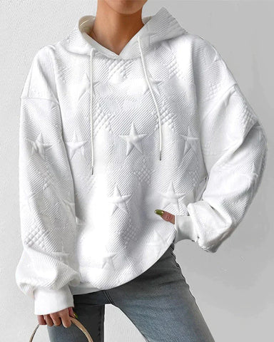Frieda | Damen Langarm-Kapuzenpullover mit Sternstruktur