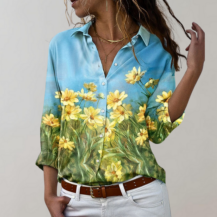 Camilla | Casual Skjorte med Print og Knapper