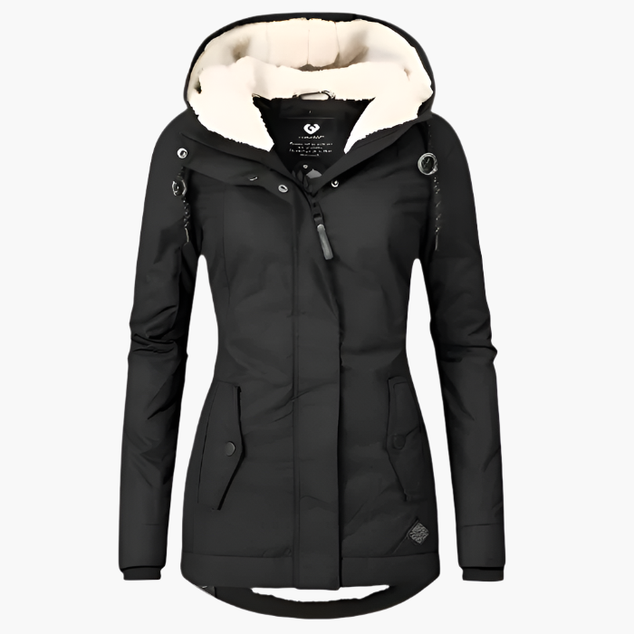 Emma | Damen Kapuzenjacke mit Kunstfell-Fütterung
