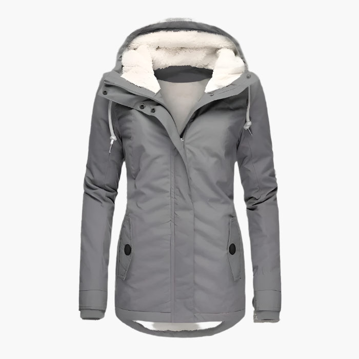 Emma | Damen Kapuzenjacke mit Kunstfell-Fütterung