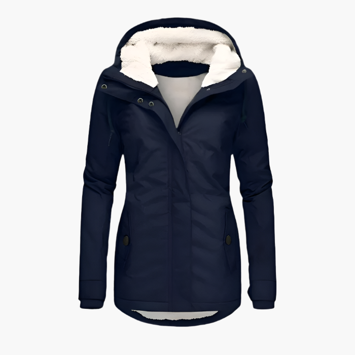 Emma | Damen Kapuzenjacke mit Kunstfell-Fütterung