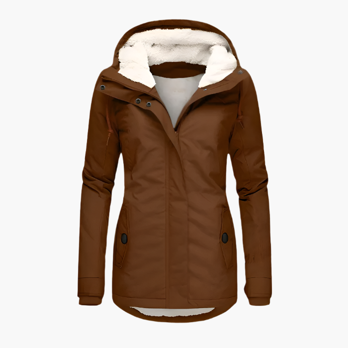 Emma | Damen Kapuzenjacke mit Kunstfell-Fütterung
