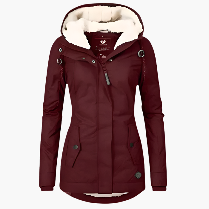 Emma | Damen Kapuzenjacke mit Kunstfell-Fütterung