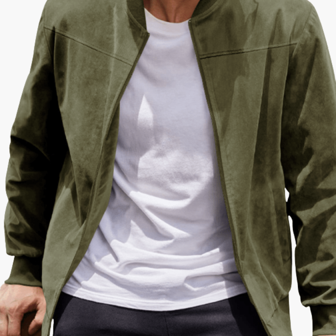 Elias | Herren Wildleder Bomber Lässige Zipper Übergangsjacke