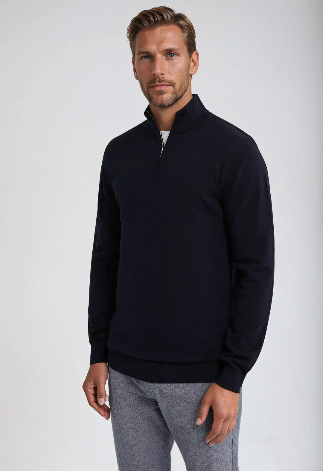 Hagen | Herren Lässiger Pullover mit Reißverschluss am Kragen