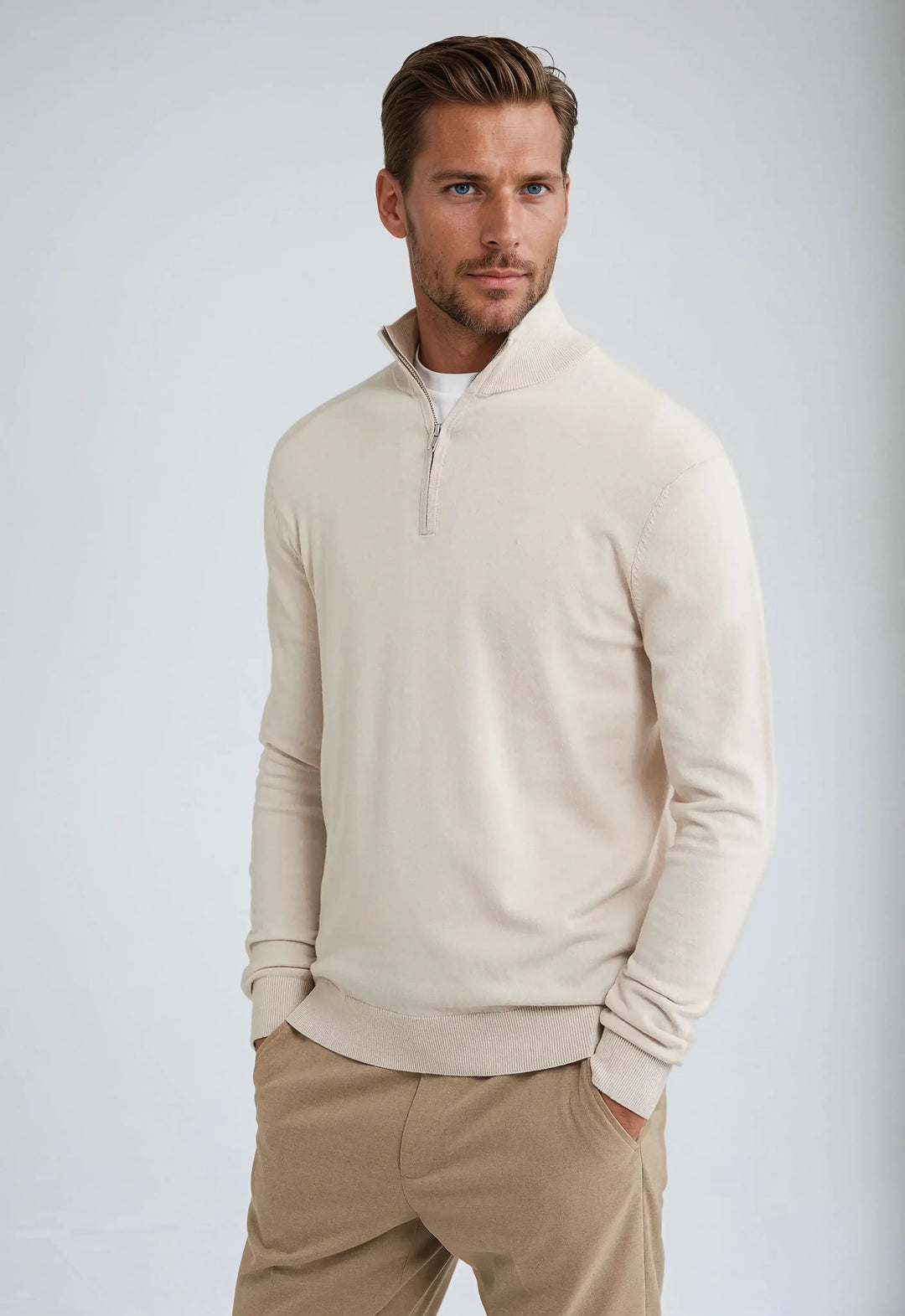 Hagen | Herren Lässiger Pullover mit Reißverschluss am Kragen