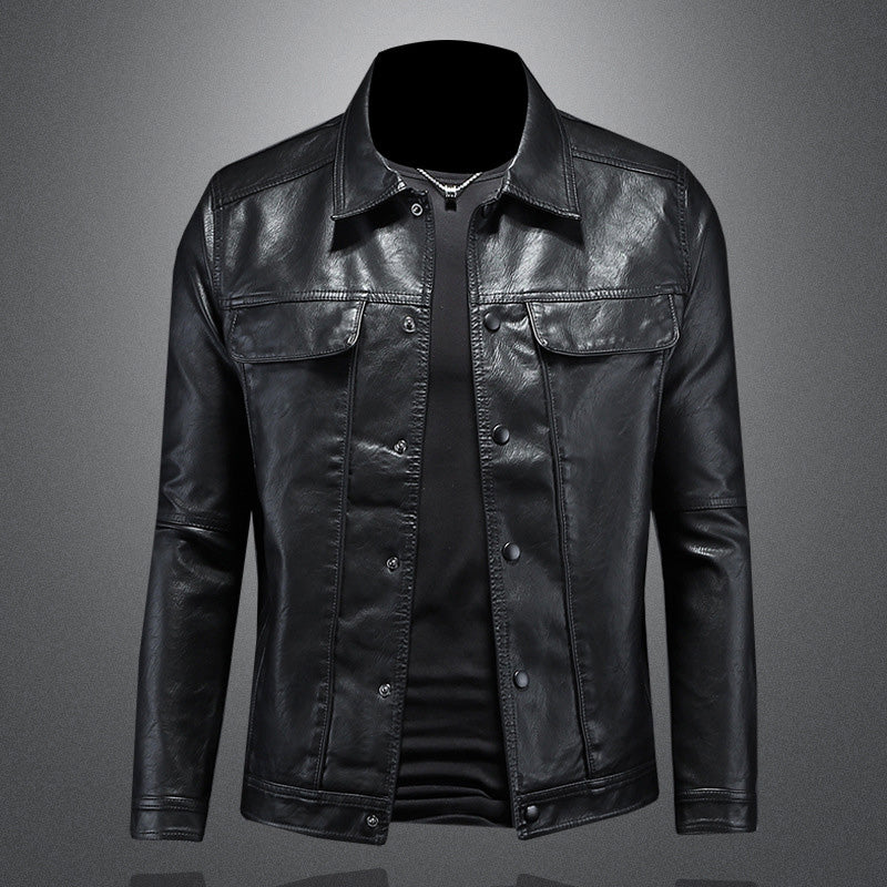 Michael | Herren Slim Fit Lederjacke mit Knöpfen