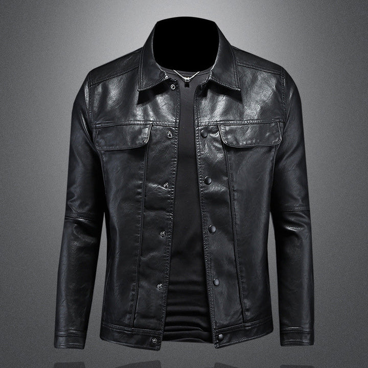 Michael | Herren Slim Fit Lederjacke mit Knöpfen