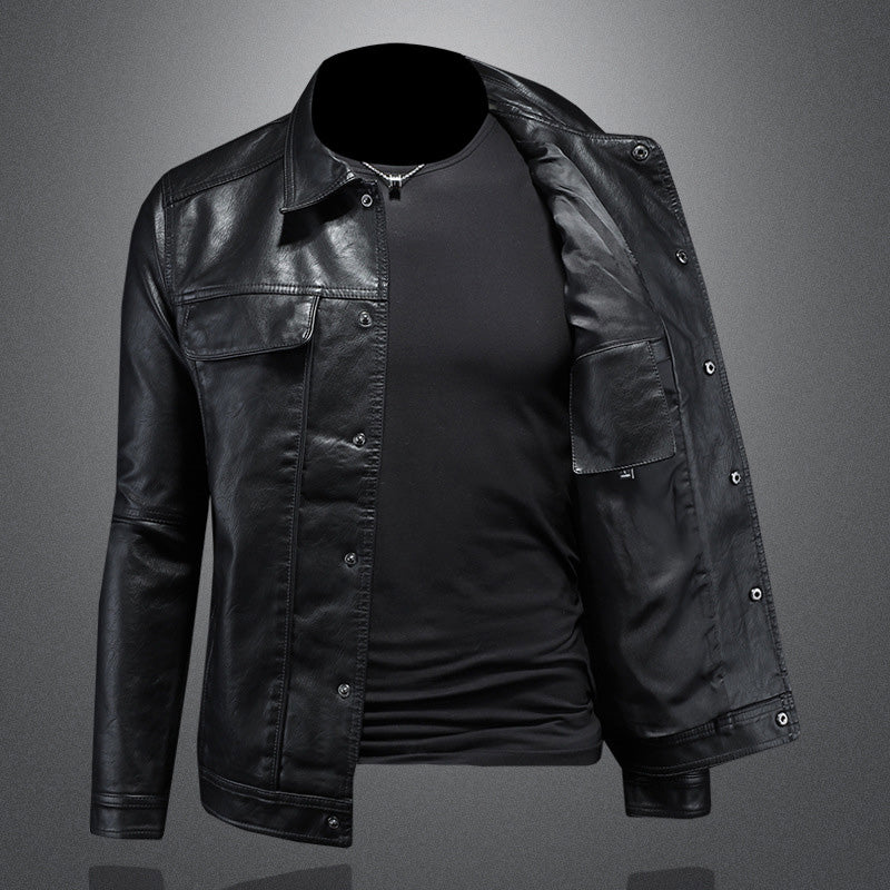 Michael | Herren Slim Fit Lederjacke mit Knöpfen