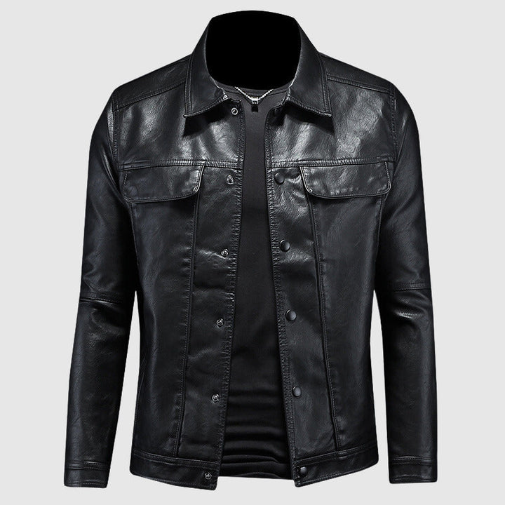 Michael | Herren Slim Fit Lederjacke mit Knöpfen