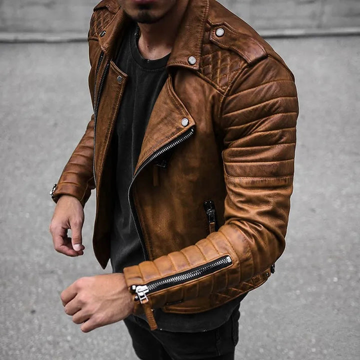 Manfred | Herren Slim Fit Lederjacke mit Reißverschluss