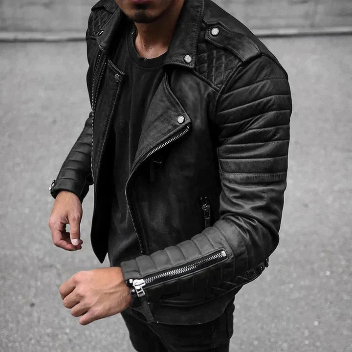 Manfred | Herren Slim Fit Lederjacke mit Reißverschluss