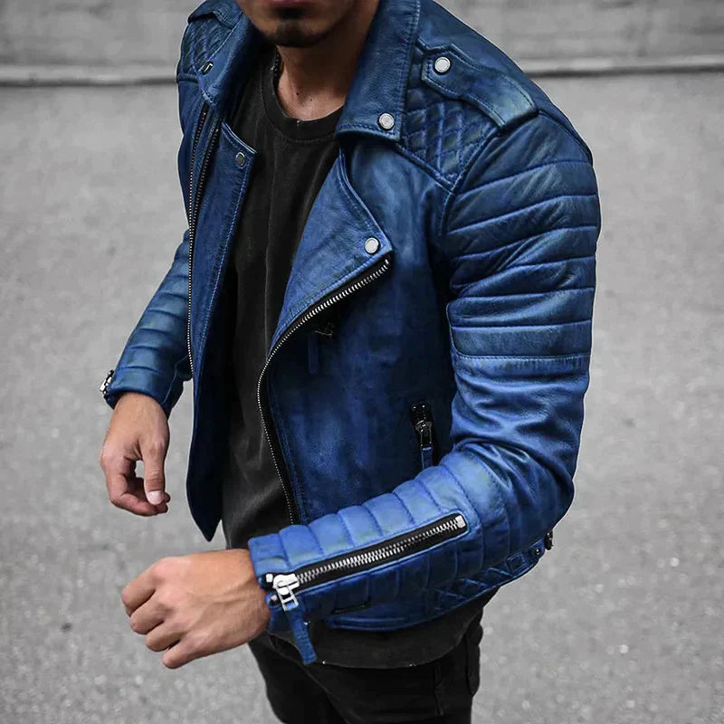 Manfred | Herren Slim Fit Lederjacke mit Reißverschluss
