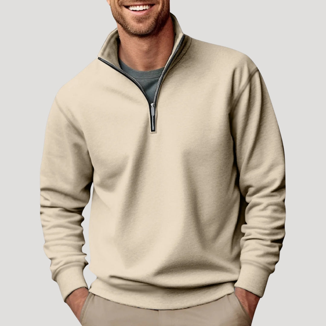 Philipp | Herren Klassischer Pullover mit Viertelreißverschluss