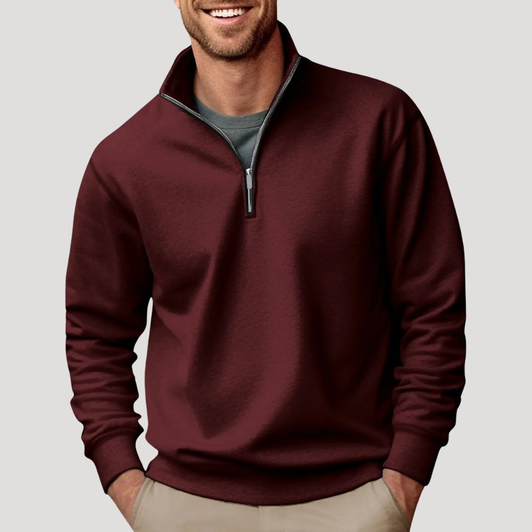 Philipp | Herren Klassischer Pullover mit Viertelreißverschluss