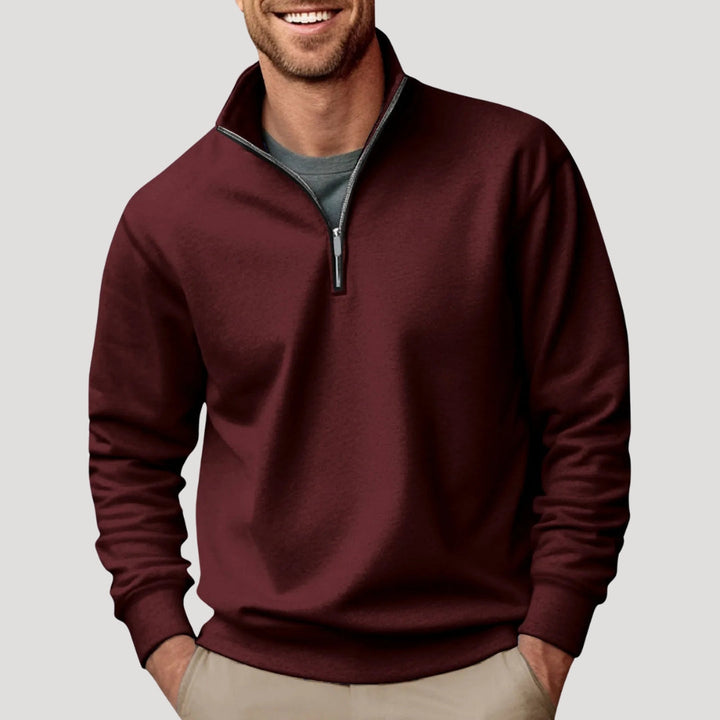Philipp | Herren Klassischer Pullover mit Viertelreißverschluss