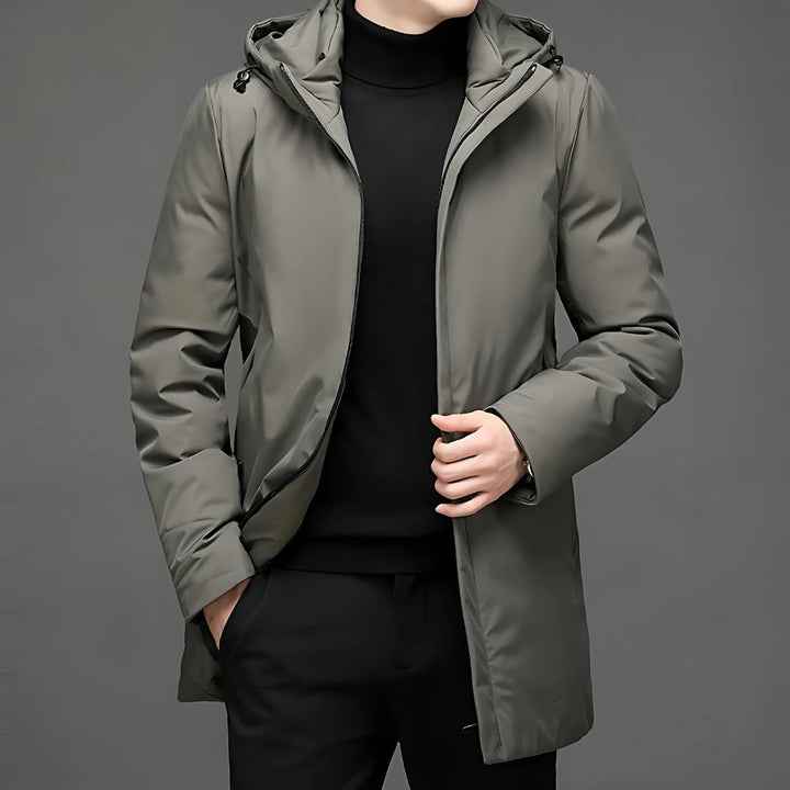 Christian | Herren Winter Steppmantel mit Kapuze und Warmer Langer Jacke