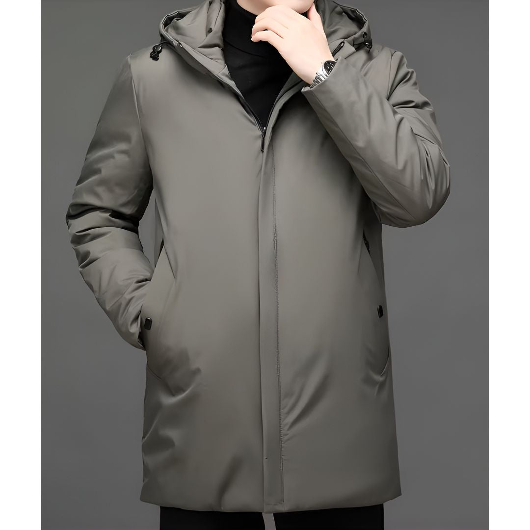 Christian | Herren Winter Steppmantel mit Kapuze und Warmer Langer Jacke