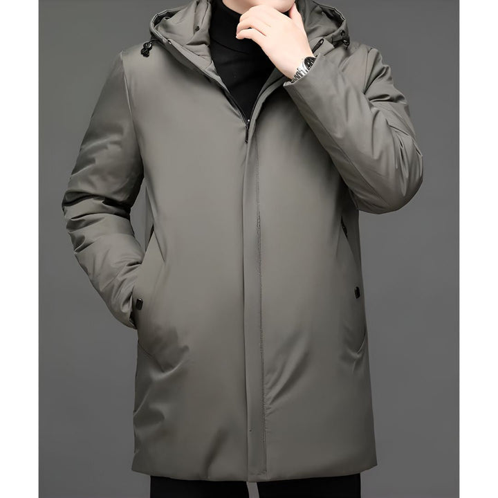 Christian | Herren Winter Steppmantel mit Kapuze und Warmer Langer Jacke