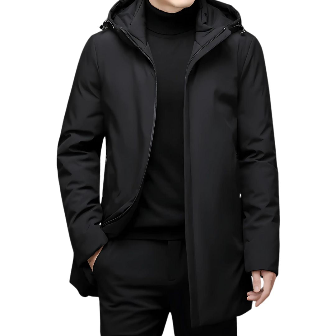 Christian | Herren Winter Steppmantel mit Kapuze und Warmer Langer Jacke