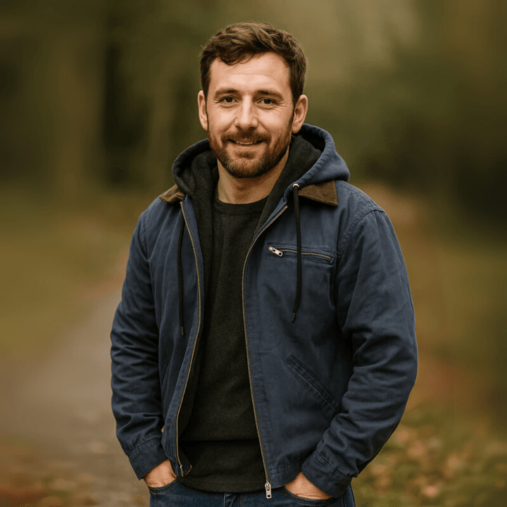 Rainer | Herren Leder Winterjacke mit Kapuze und Reißverschluss