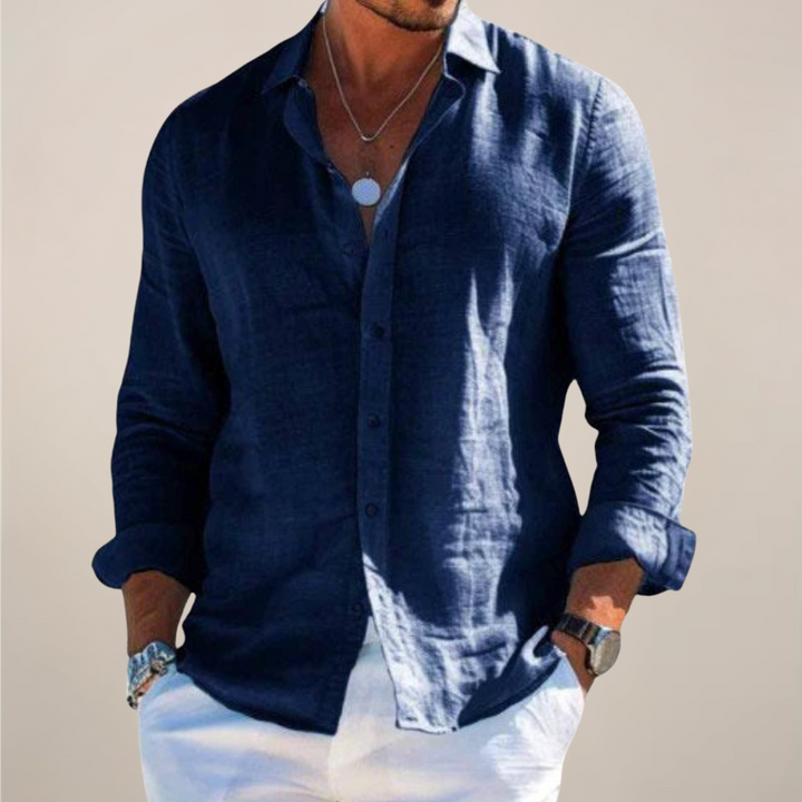Klaus | Herren Lässiges Langarmhemd mit Knöpfen