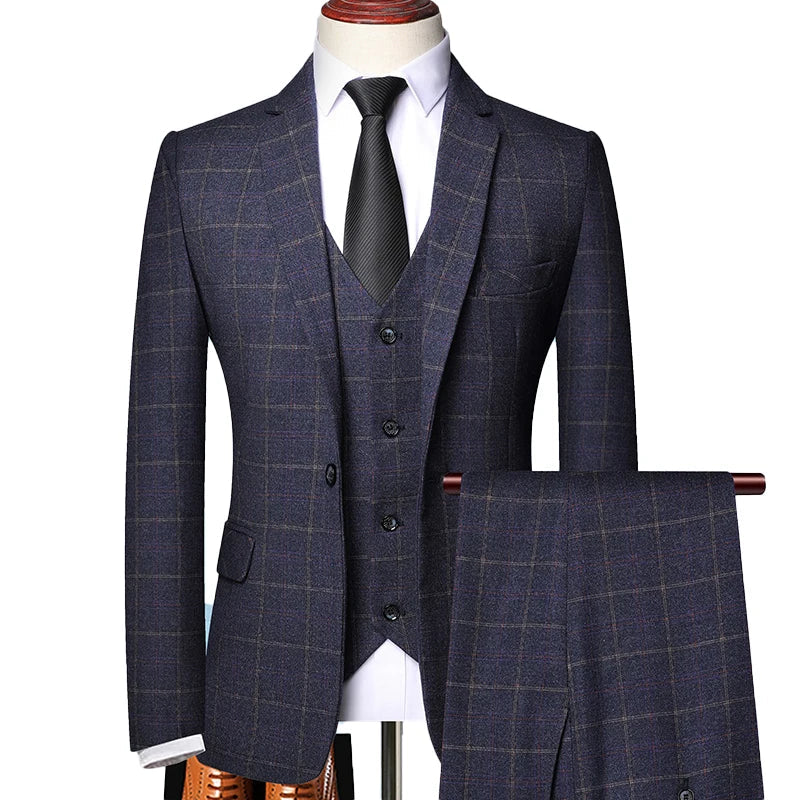 Emil | Herren Frühlings Windowpane Karierter Anzug Set