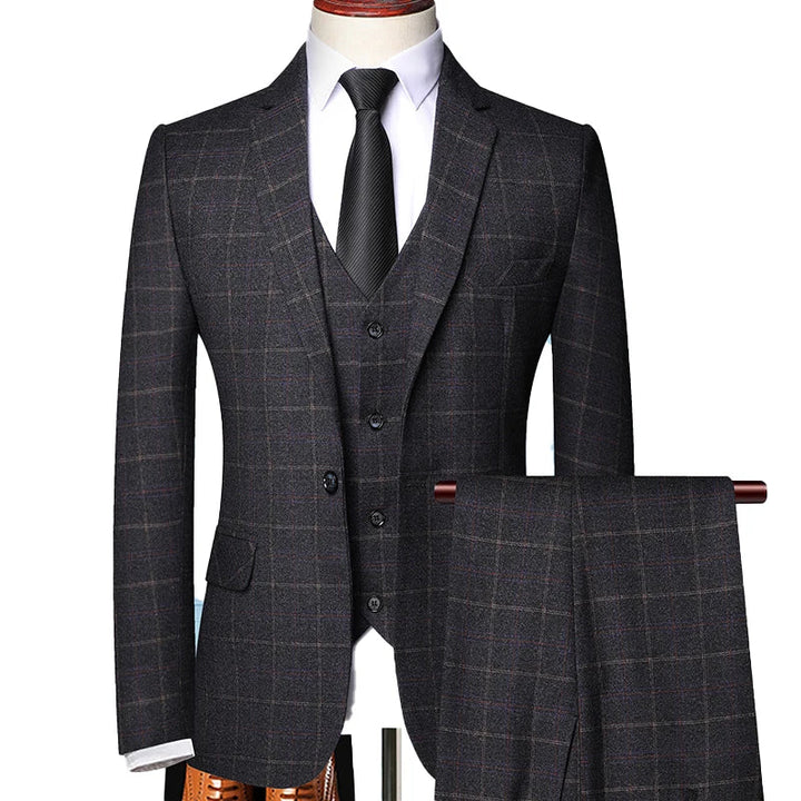Emil | Herren Frühlings Windowpane Karierter Anzug Set