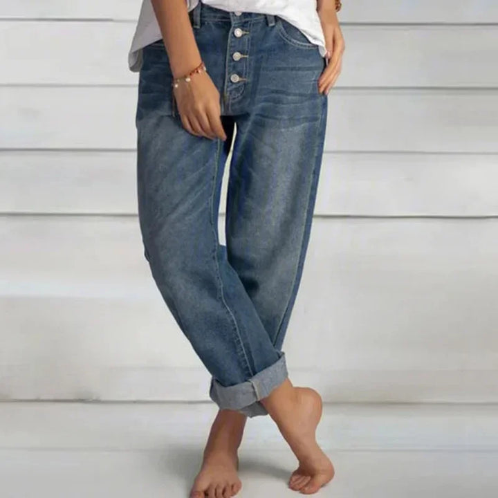 Maja | Damen Frühlings Jeans mit Knopfleiste und entspannter Passform