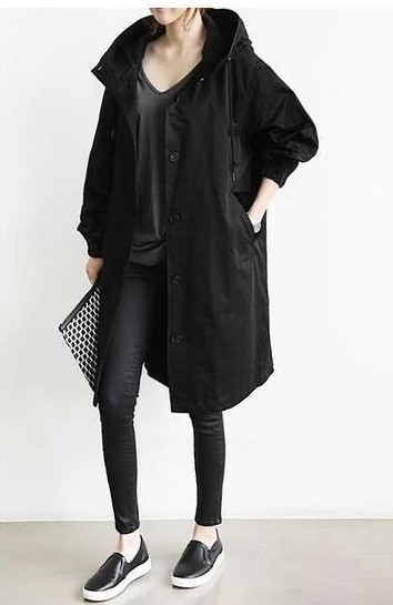 Edith | Damen langer Streetcoat mit Knopfleiste