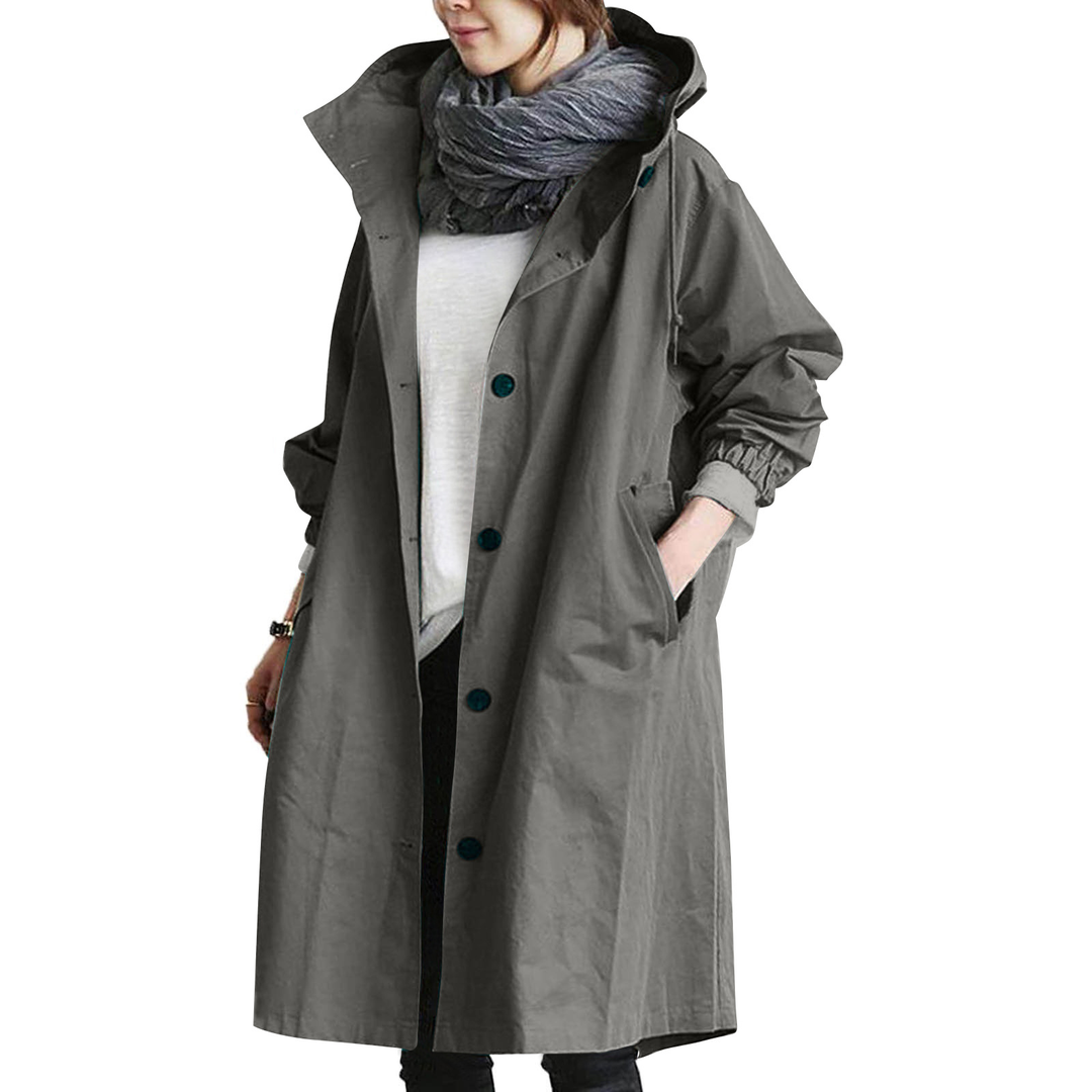 Edith | Damen langer Streetcoat mit Knopfleiste