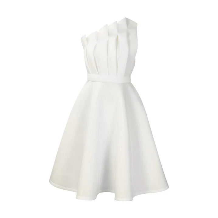 Sarah | Damen Schickes One-Shoulder-Kleid mit ausgestelltem Schnitt