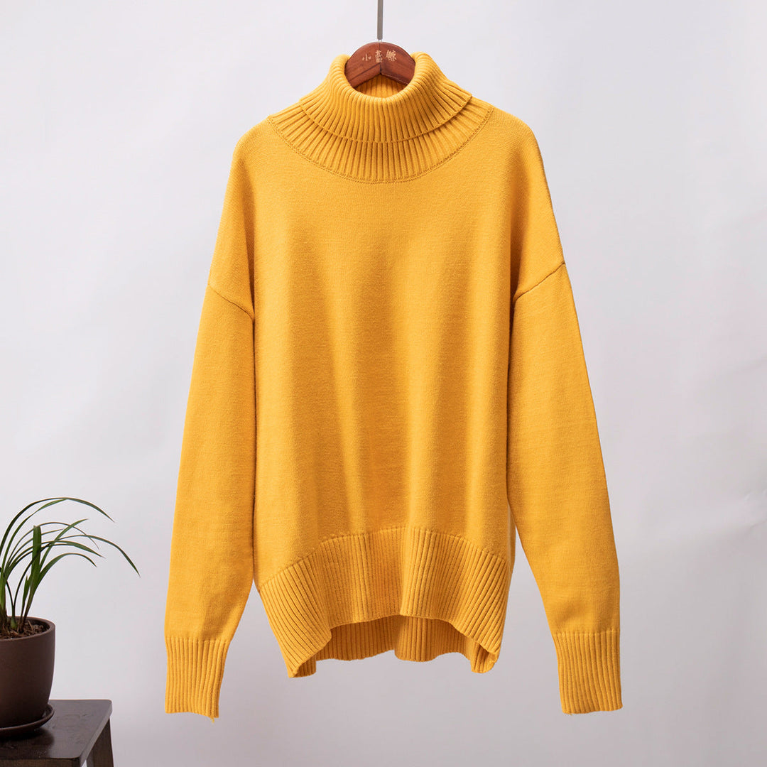 Emma | Damen Lässiger Warmer Strickpullover mit geripptem Saum