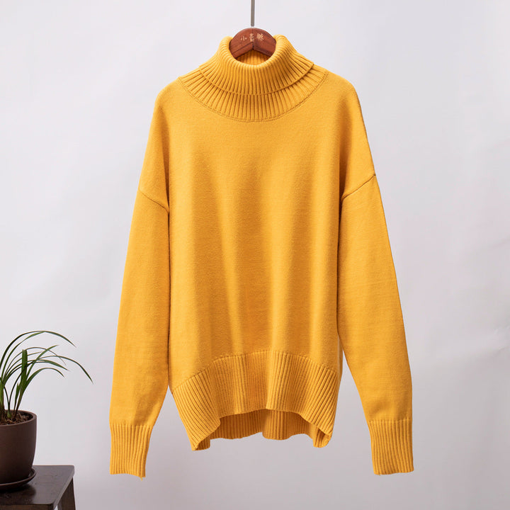Emma | Damen Lässiger Warmer Strickpullover mit geripptem Saum
