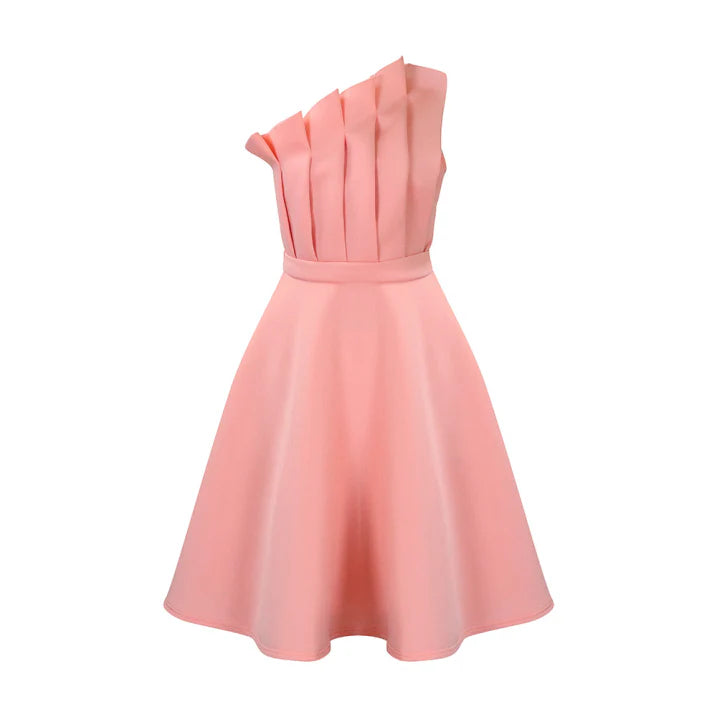 Sarah | Damen Schickes One-Shoulder-Kleid mit ausgestelltem Schnitt