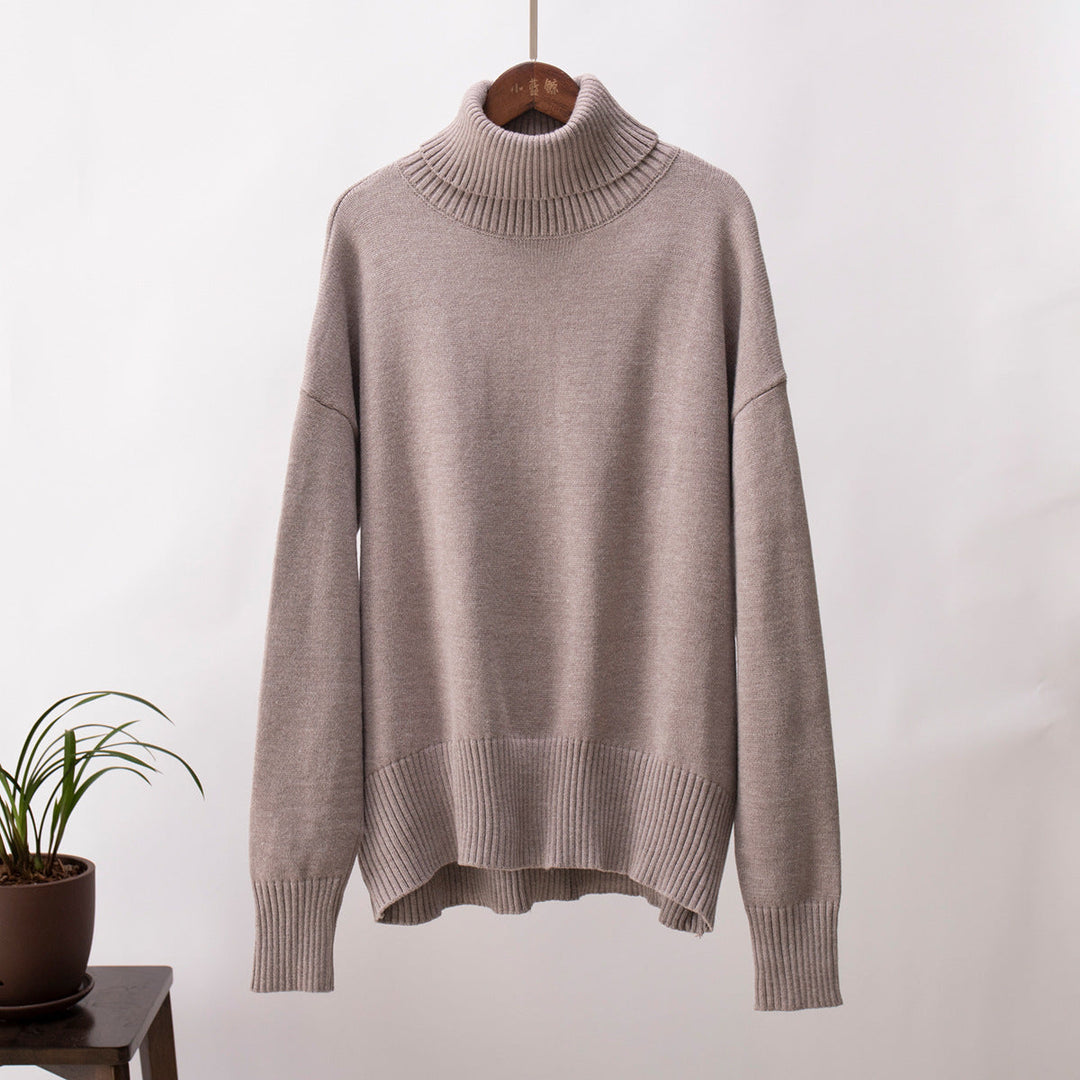 Emma | Damen Lässiger Warmer Strickpullover mit geripptem Saum