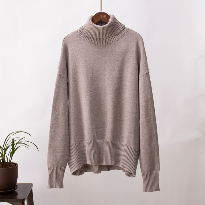 Emma | Damen Lässiger Warmer Strickpullover mit geripptem Saum