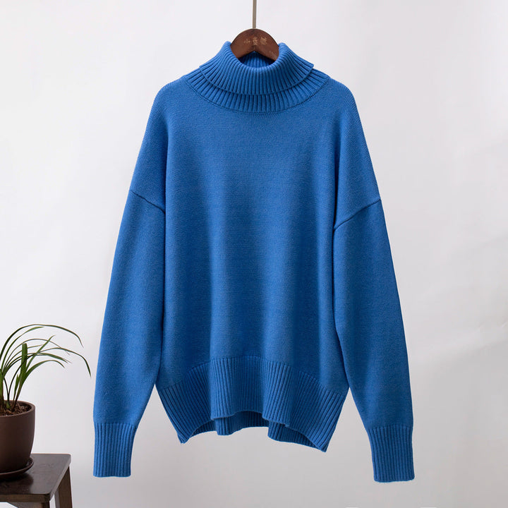 Emma | Damen Lässiger Warmer Strickpullover mit geripptem Saum