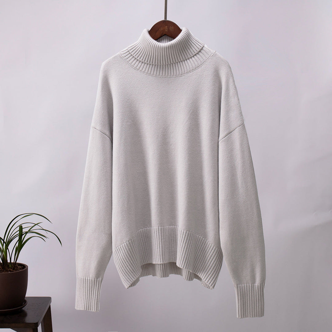 Emma | Damen Lässiger Warmer Strickpullover mit geripptem Saum
