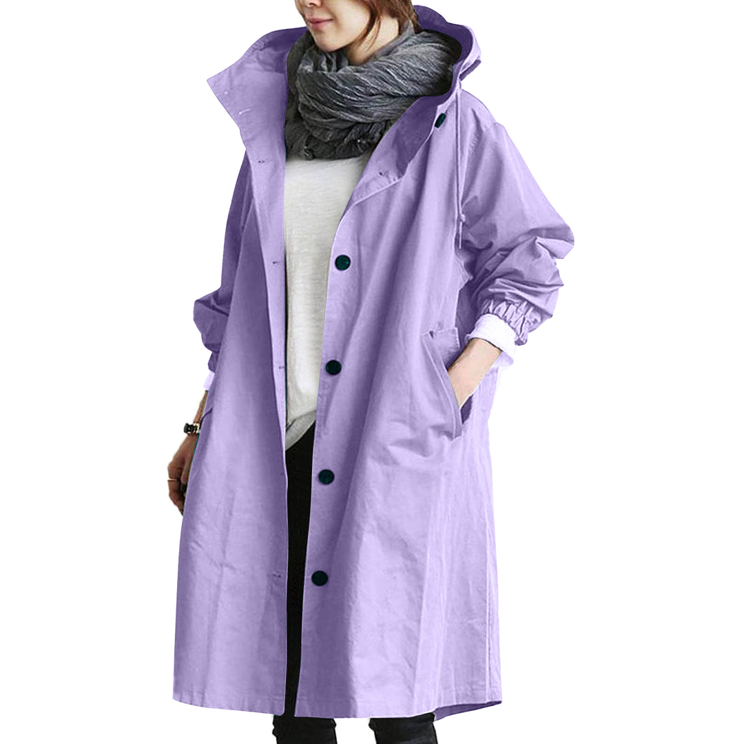 Edith | Damen langer Streetcoat mit Knopfleiste