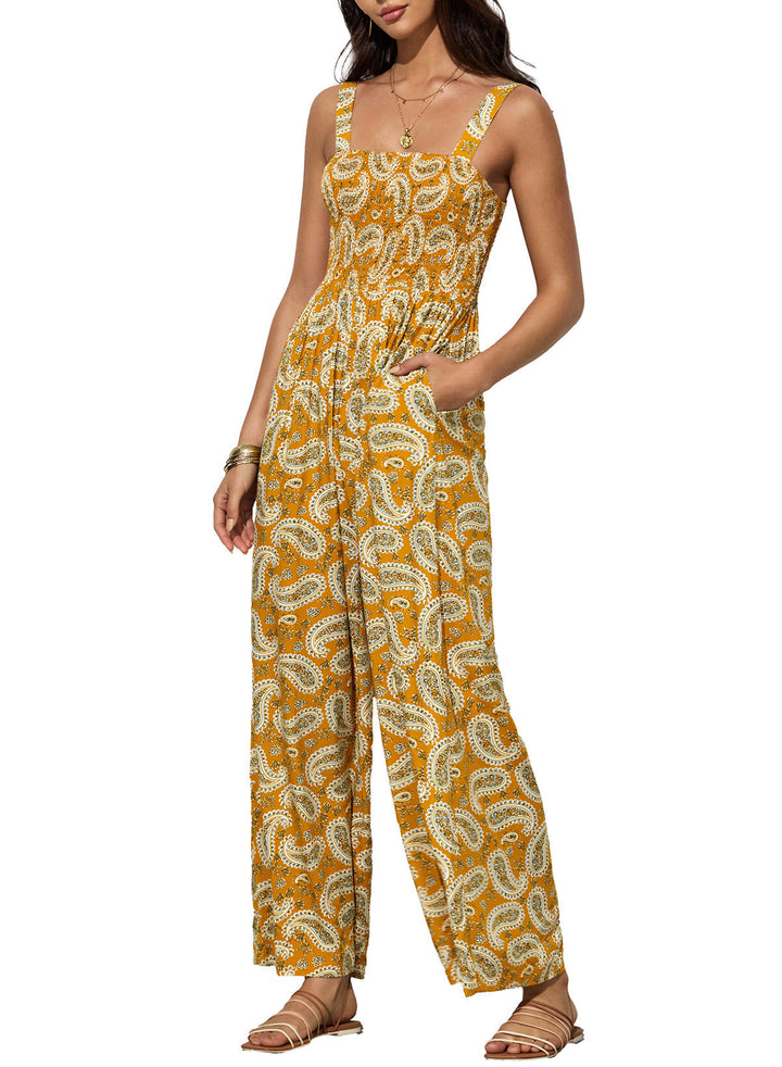 Ursula | Eleganter Damen-Frühlings-Jumpsuit mit Blumenmuster und weitem Bein