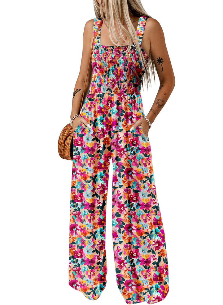 Ursula | Eleganter Damen-Frühlings-Jumpsuit mit Blumenmuster und weitem Bein