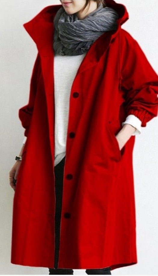 Edith | Damen langer Streetcoat mit Knopfleiste