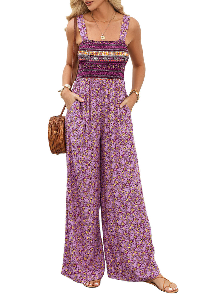 Ursula | Eleganter Damen-Frühlings-Jumpsuit mit Blumenmuster und weitem Bein