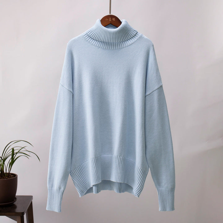 Emma | Damen Lässiger Warmer Strickpullover mit geripptem Saum